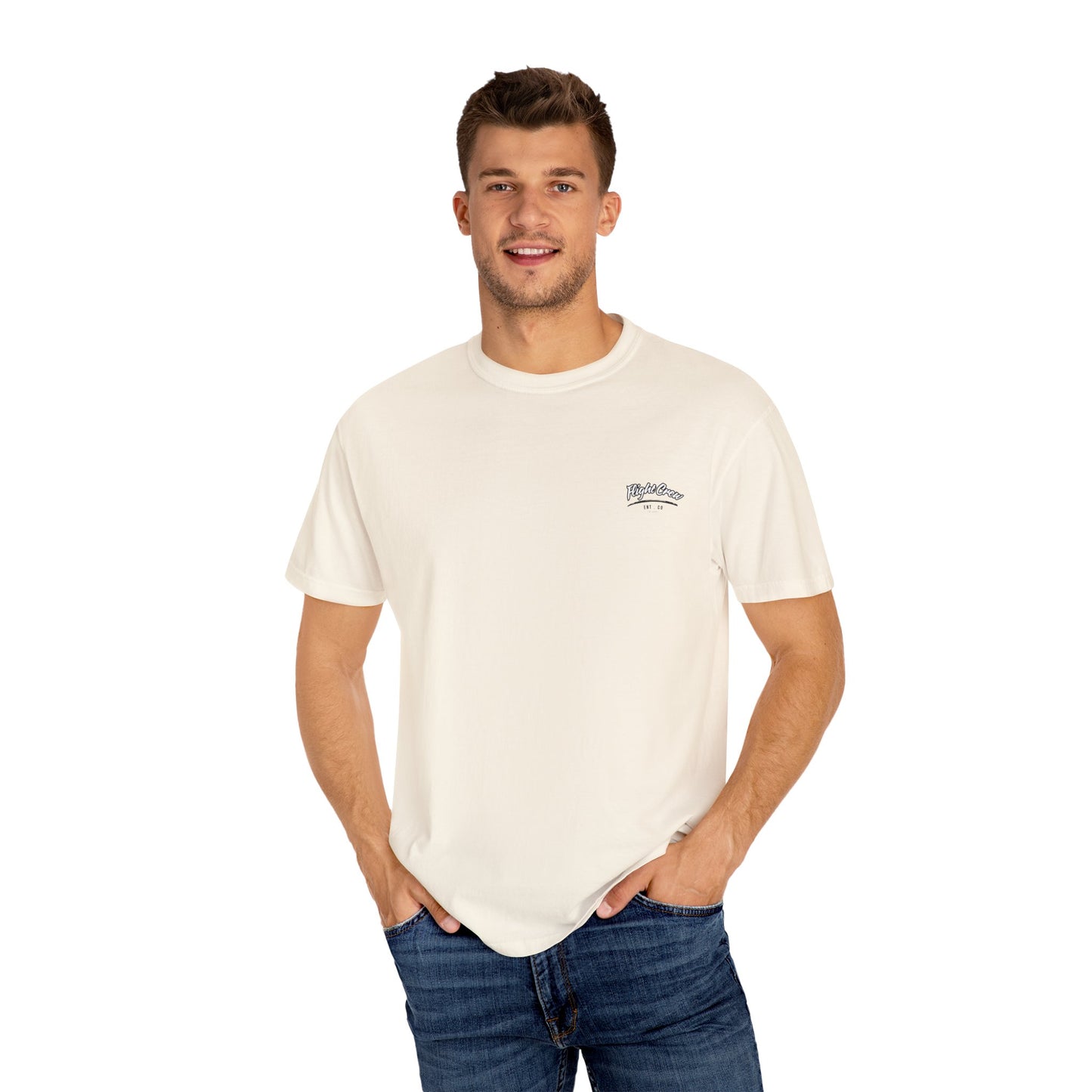Casual Unisex Garment-Dyed T-Shirt - "Flight Crew" Design