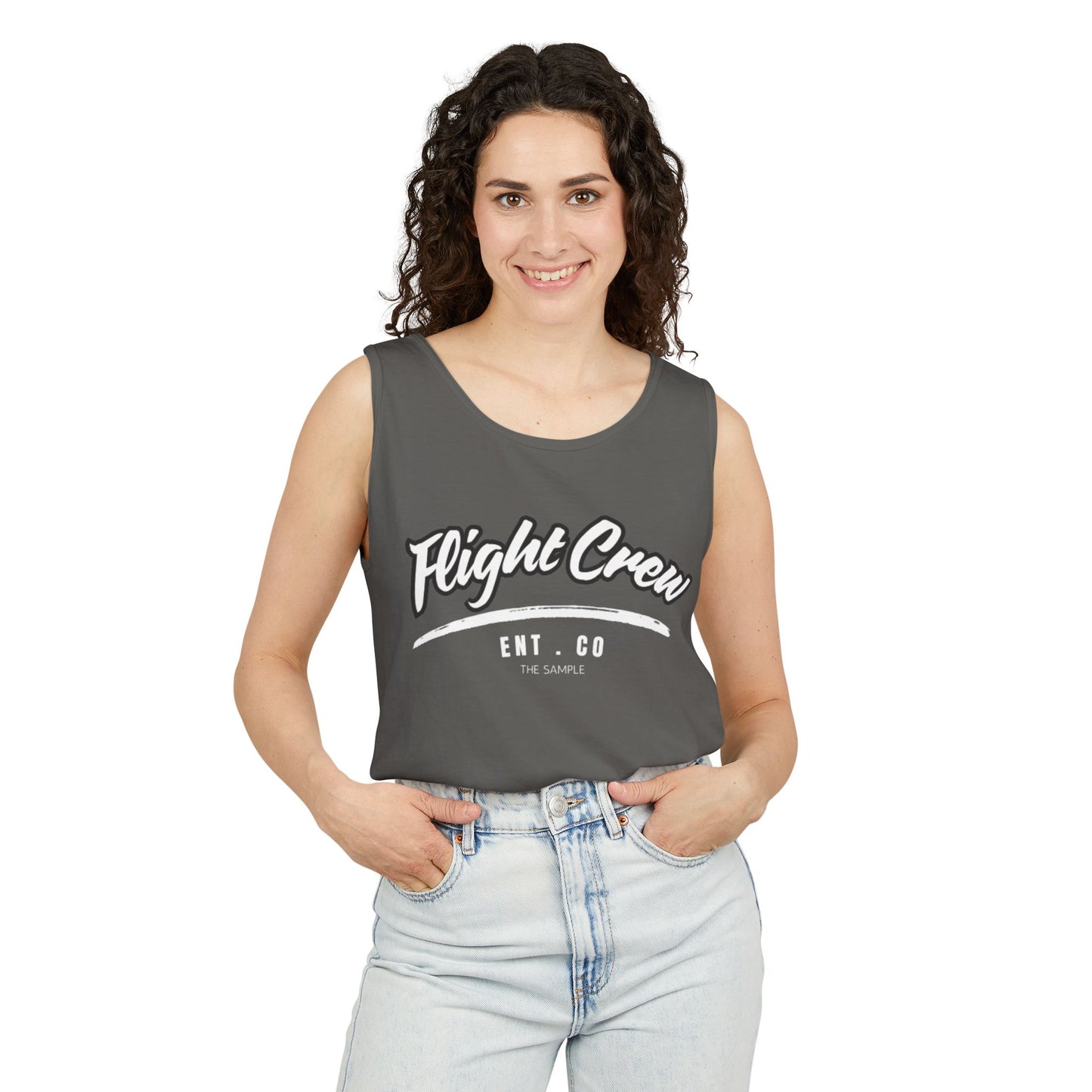 Unisex Garment-Dyed Tank Top - "Flight Crew" Design
