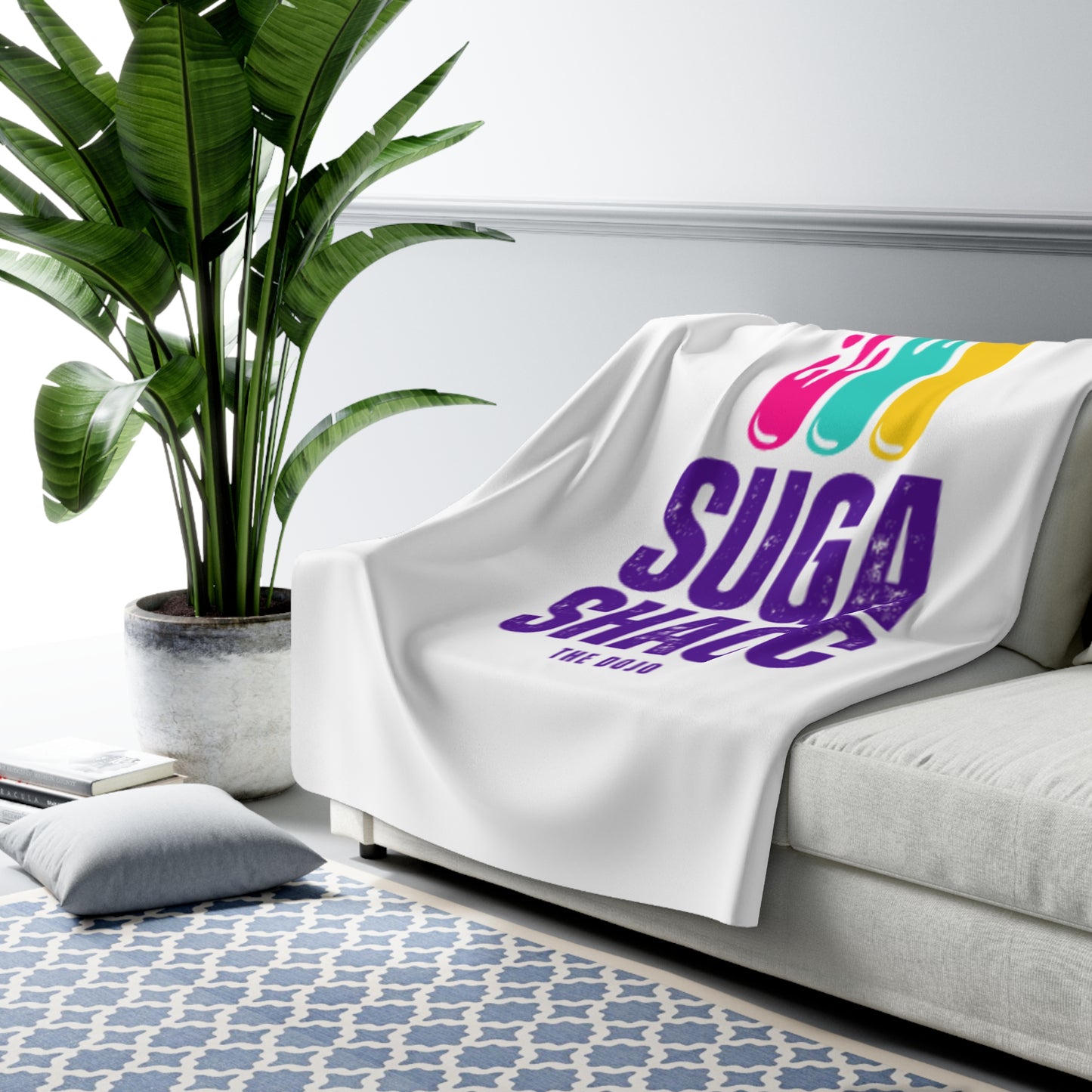 Cozy Sherpa Fleece Blanket - “Suga Shacc” Design for Ultimate Comfort