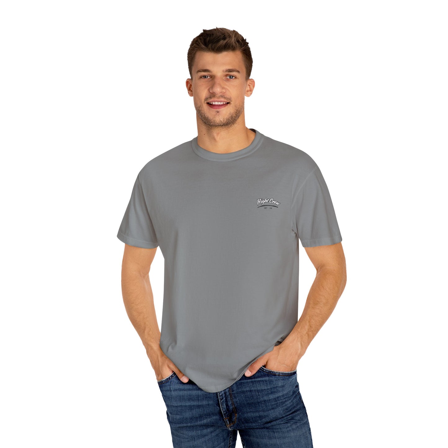 Casual Unisex Garment-Dyed T-Shirt - "Flight Crew" Design