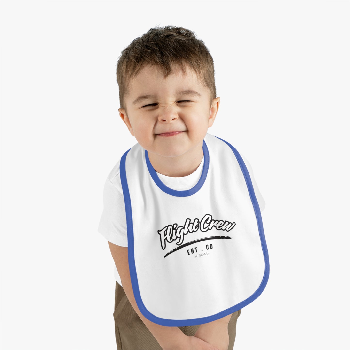 Cute Contrast Trim Jersey Bib for Little Ones - "Flight Crew" Design