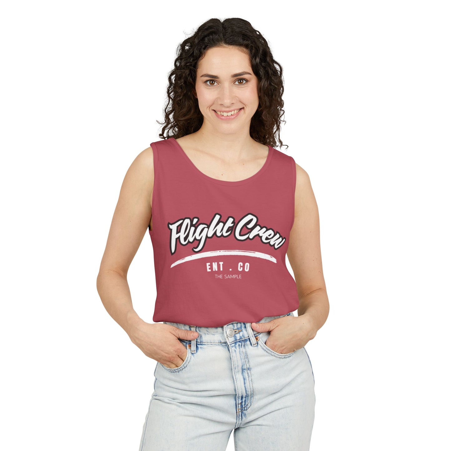Unisex Garment-Dyed Tank Top - "Flight Crew" Design