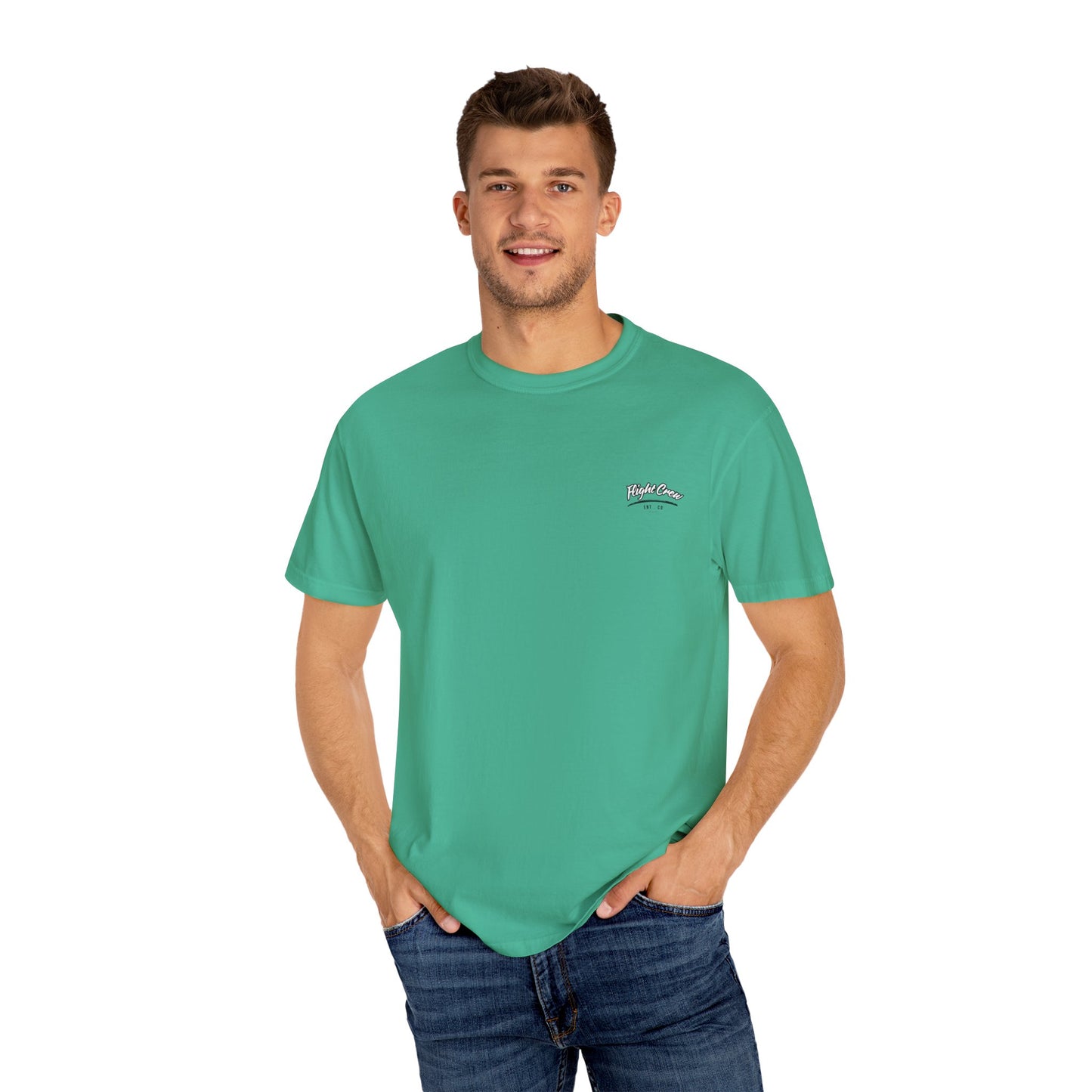 Casual Unisex Garment-Dyed T-Shirt - "Flight Crew" Design