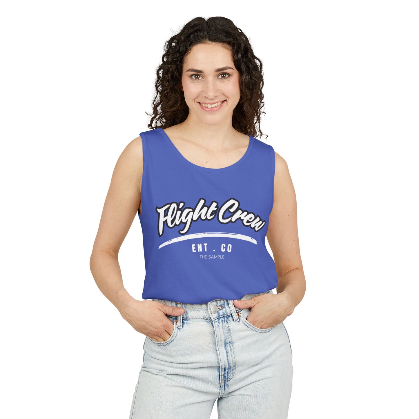 Unisex Garment-Dyed Tank Top - "Flight Crew" Design