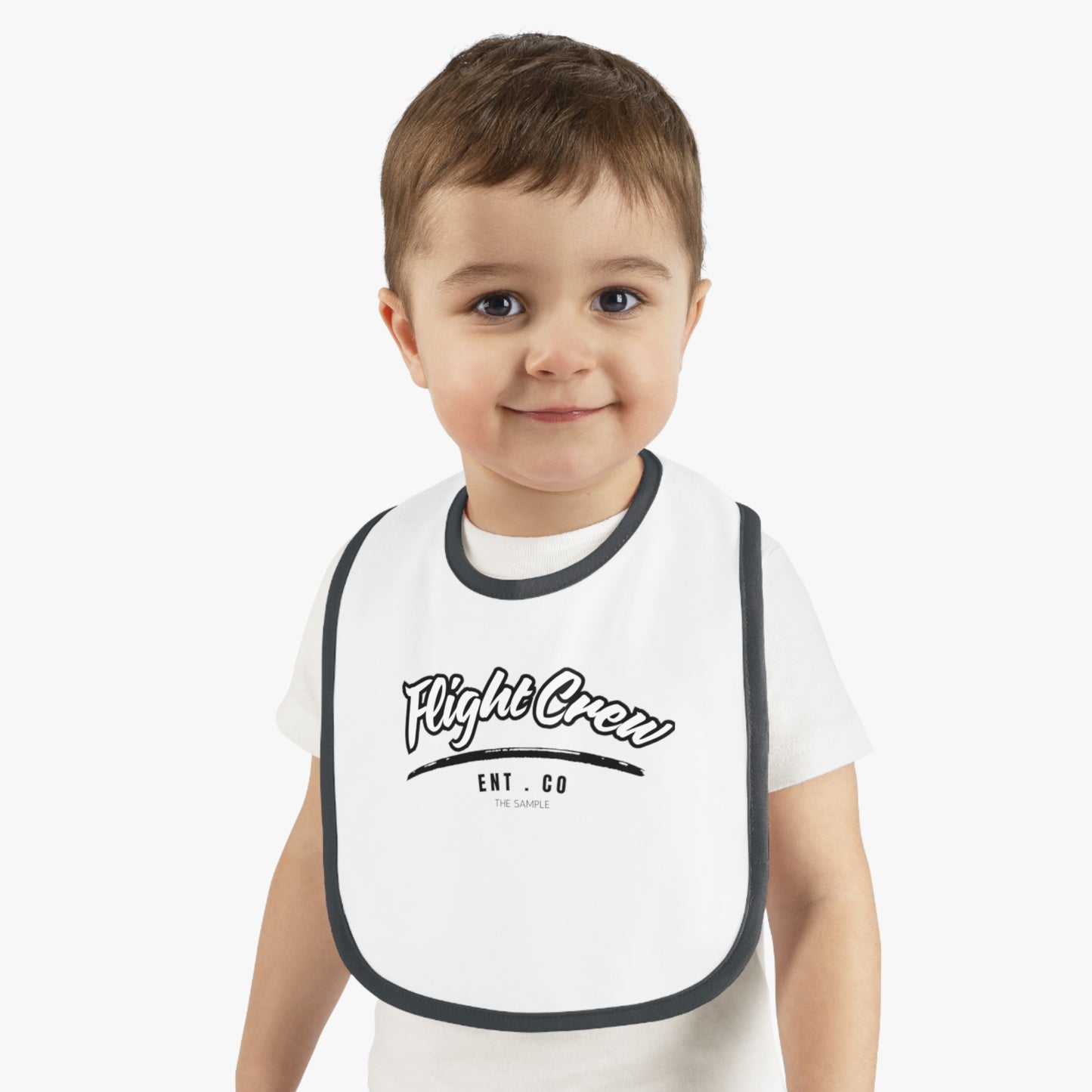 Cute Contrast Trim Jersey Bib for Little Ones - "Flight Crew" Design