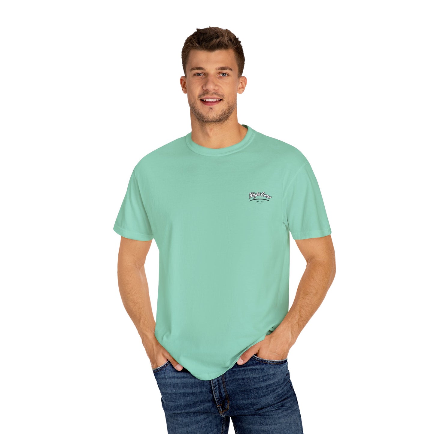 Casual Unisex Garment-Dyed T-Shirt - "Flight Crew" Design