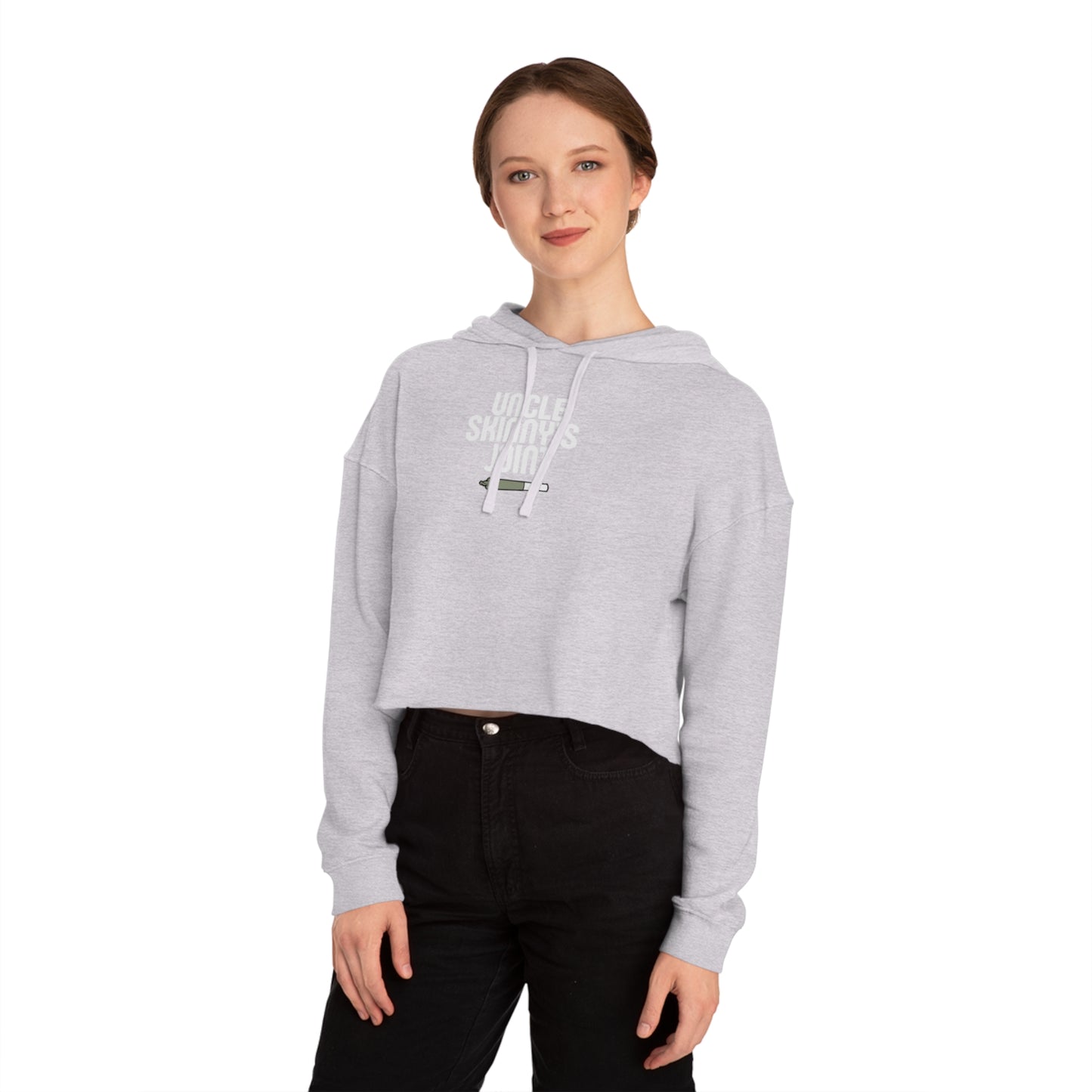 Women’s Cropped Hooded Sweatshirt - "Uncle Skinny's Joint" Design
