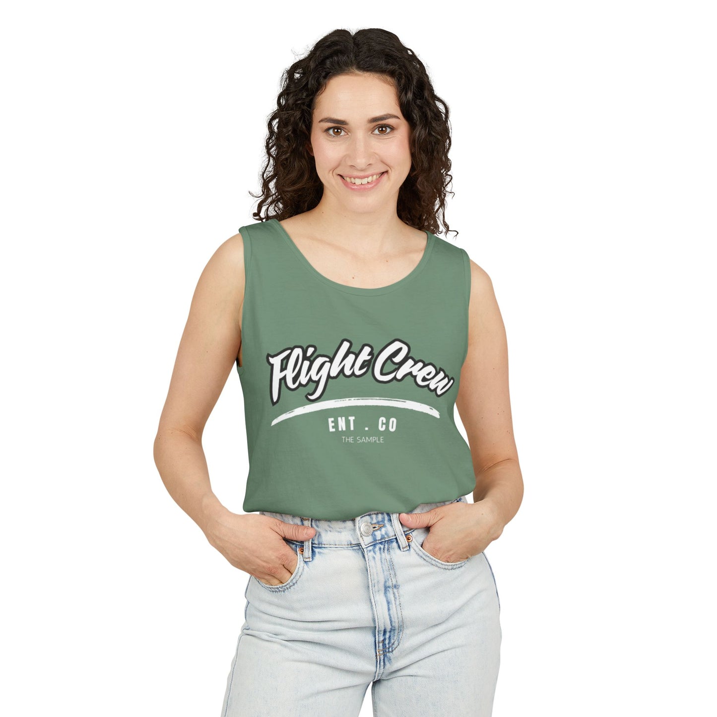 Unisex Garment-Dyed Tank Top - "Flight Crew" Design
