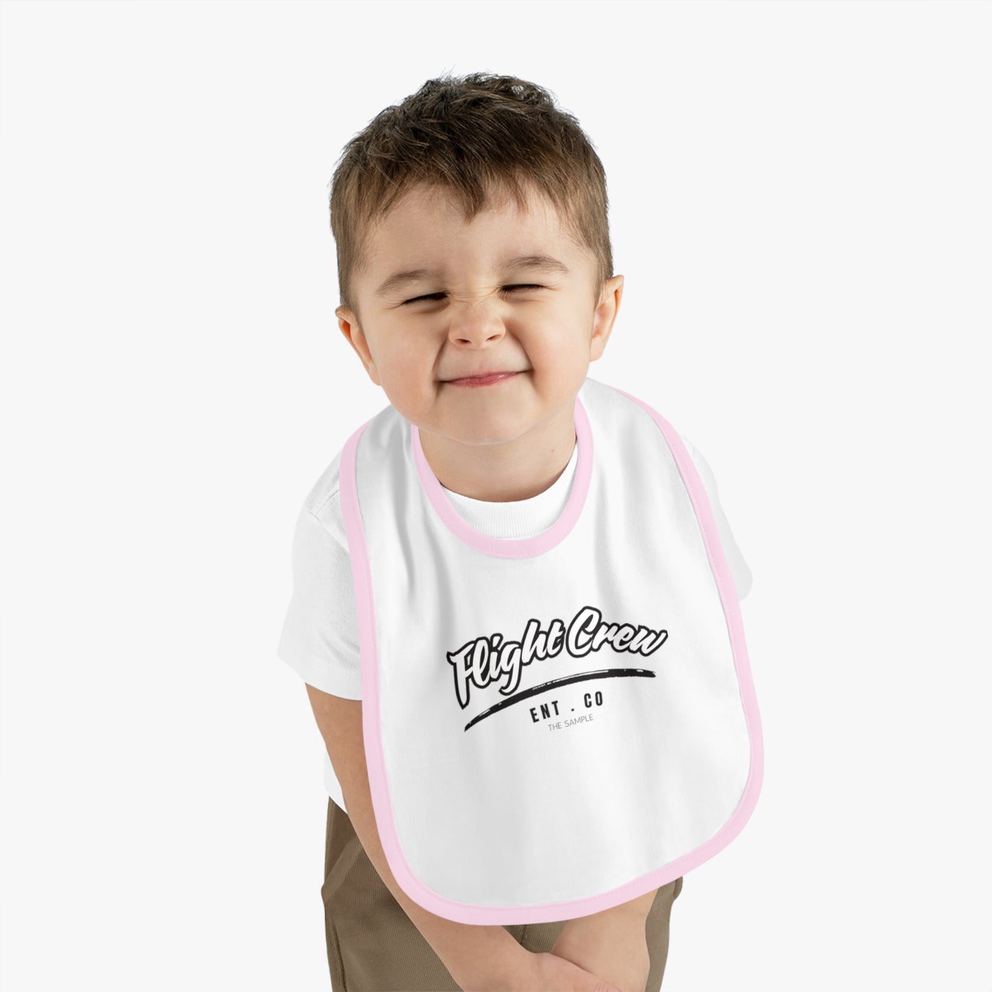 Cute Contrast Trim Jersey Bib for Little Ones - "Flight Crew" Design