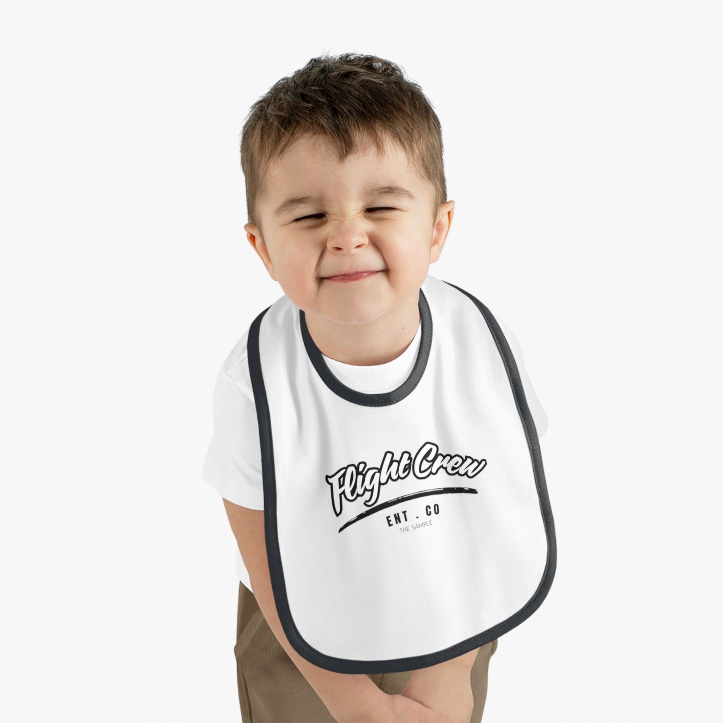 Cute Contrast Trim Jersey Bib for Little Ones - "Flight Crew" Design
