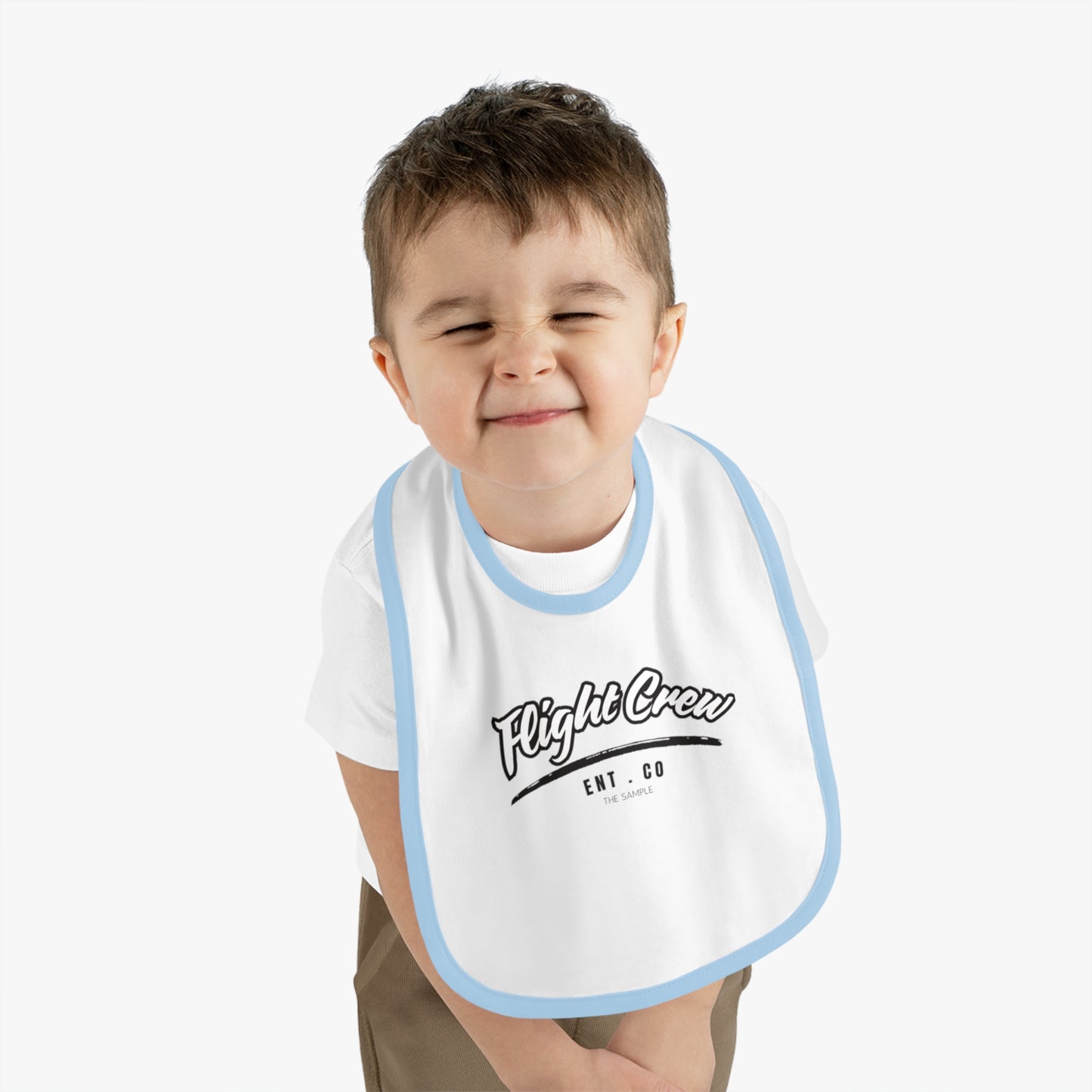 Cute Contrast Trim Jersey Bib for Little Ones - "Flight Crew" Design
