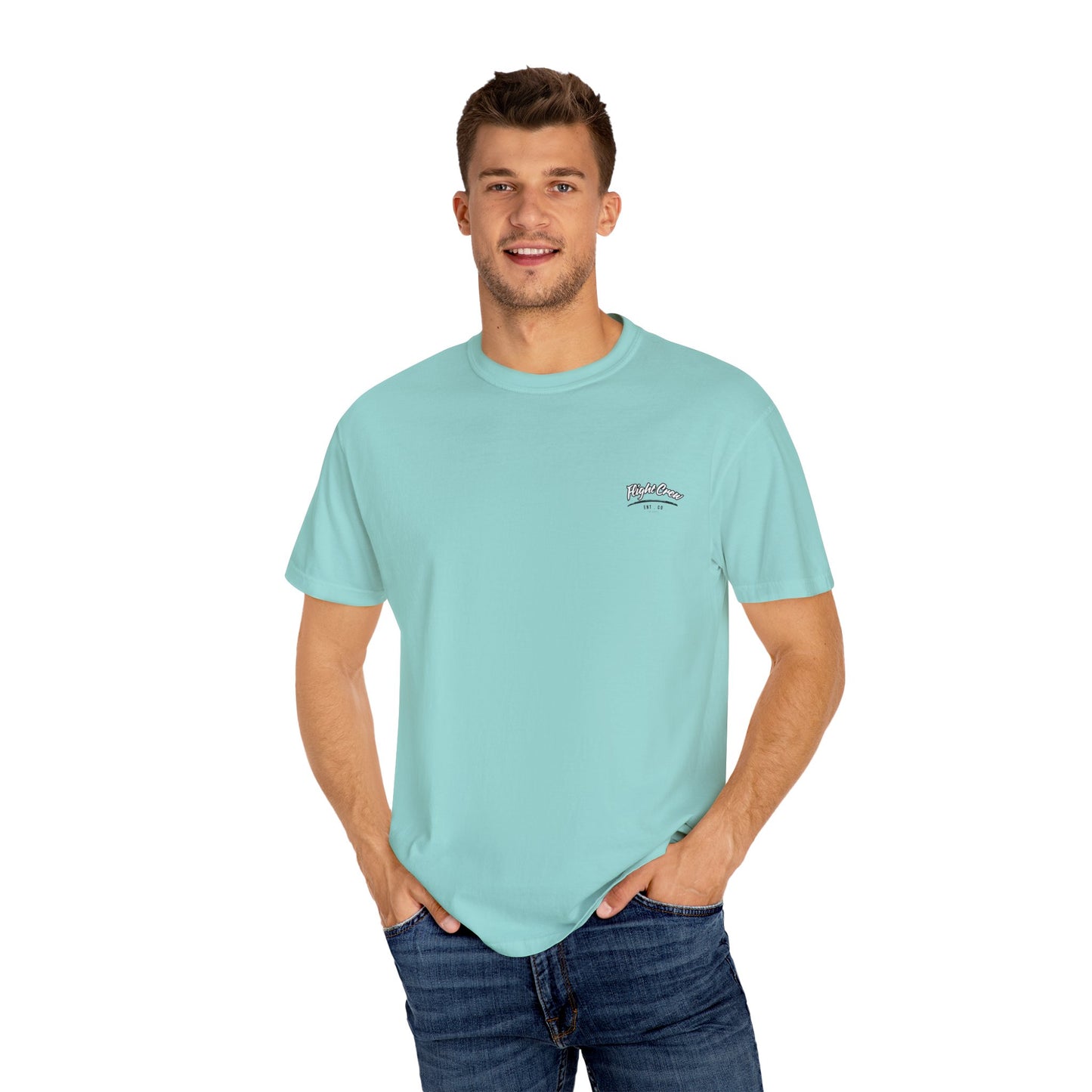 Casual Unisex Garment-Dyed T-Shirt - "Flight Crew" Design