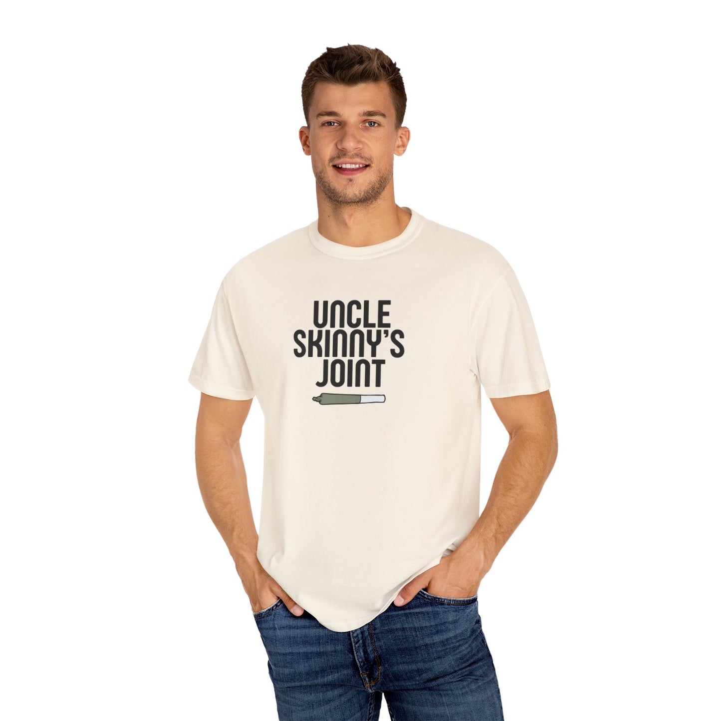 (Unisex) Garment-Dyed T-Shirt - “Uncle Skinny's Joint” Design