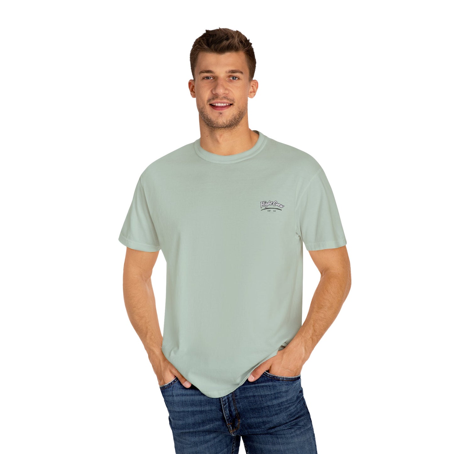 Casual Unisex Garment-Dyed T-Shirt - "Flight Crew" Design