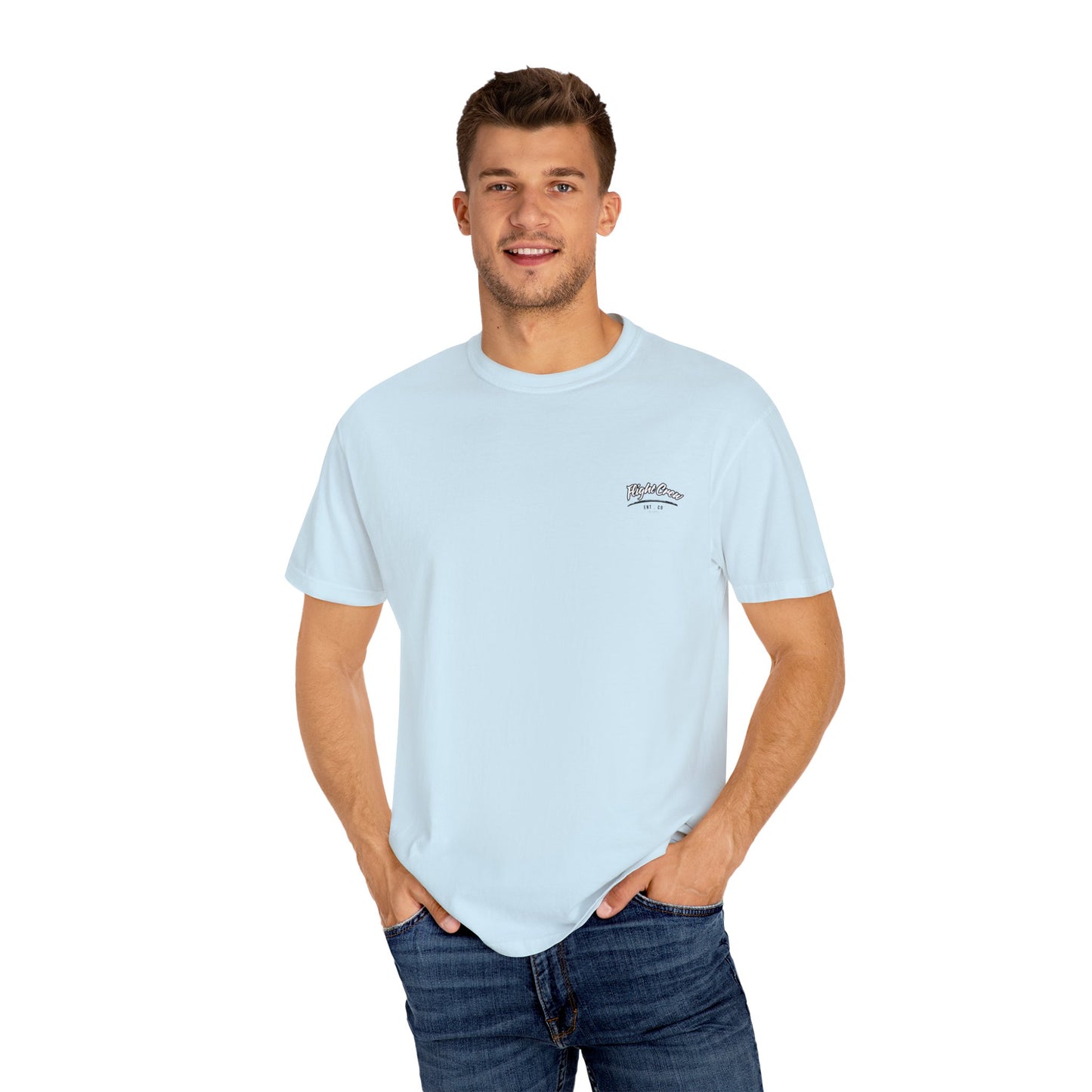 Casual Unisex Garment-Dyed T-Shirt - "Flight Crew" Design