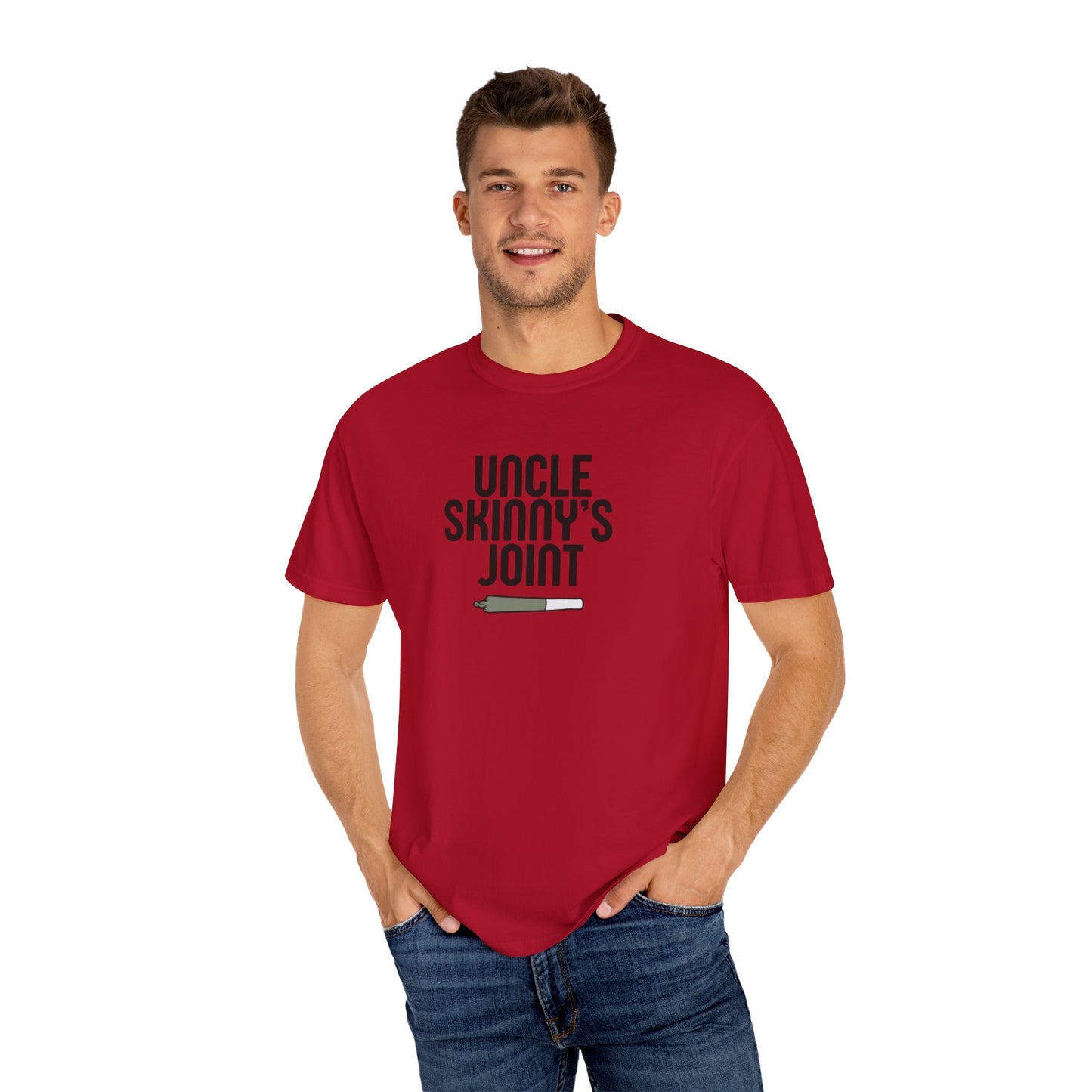 (Unisex) Garment-Dyed T-Shirt - “Uncle Skinny's Joint” Design
