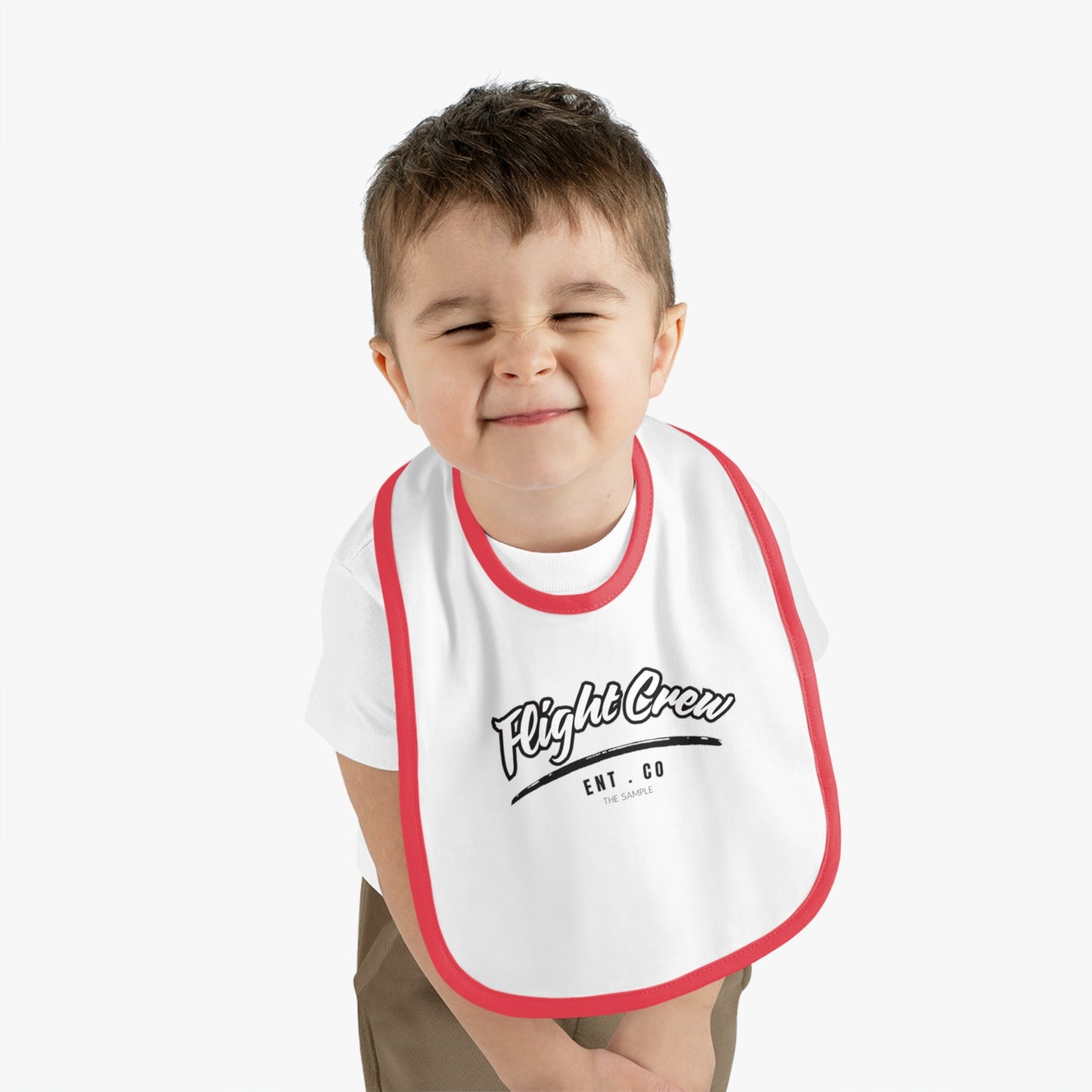 Cute Contrast Trim Jersey Bib for Little Ones - "Flight Crew" Design