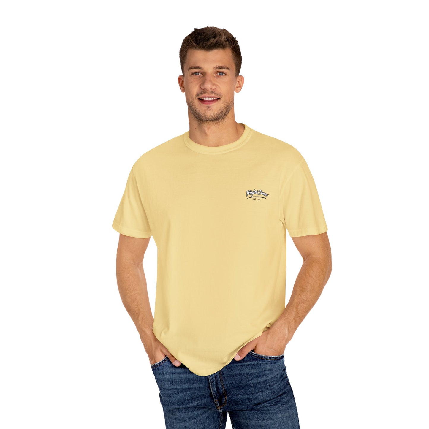 Casual Unisex Garment-Dyed T-Shirt - "Flight Crew" Design