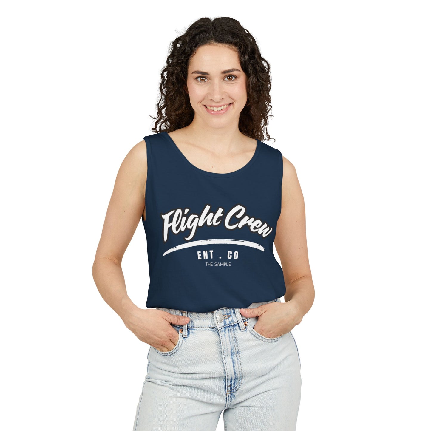 Unisex Garment-Dyed Tank Top - "Flight Crew" Design