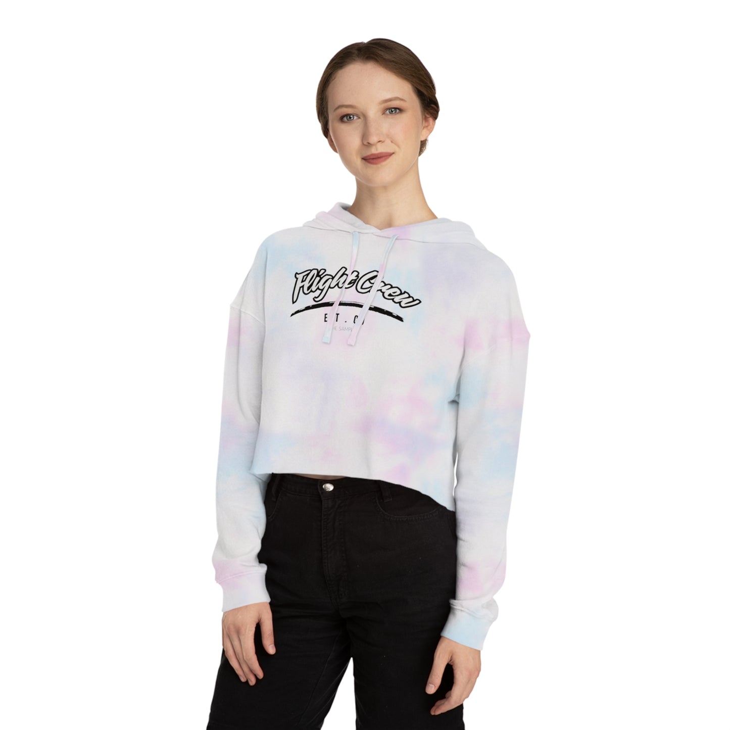 (Women’s) Cropped Hooded Sweatshirt - "Flight Crew" Design