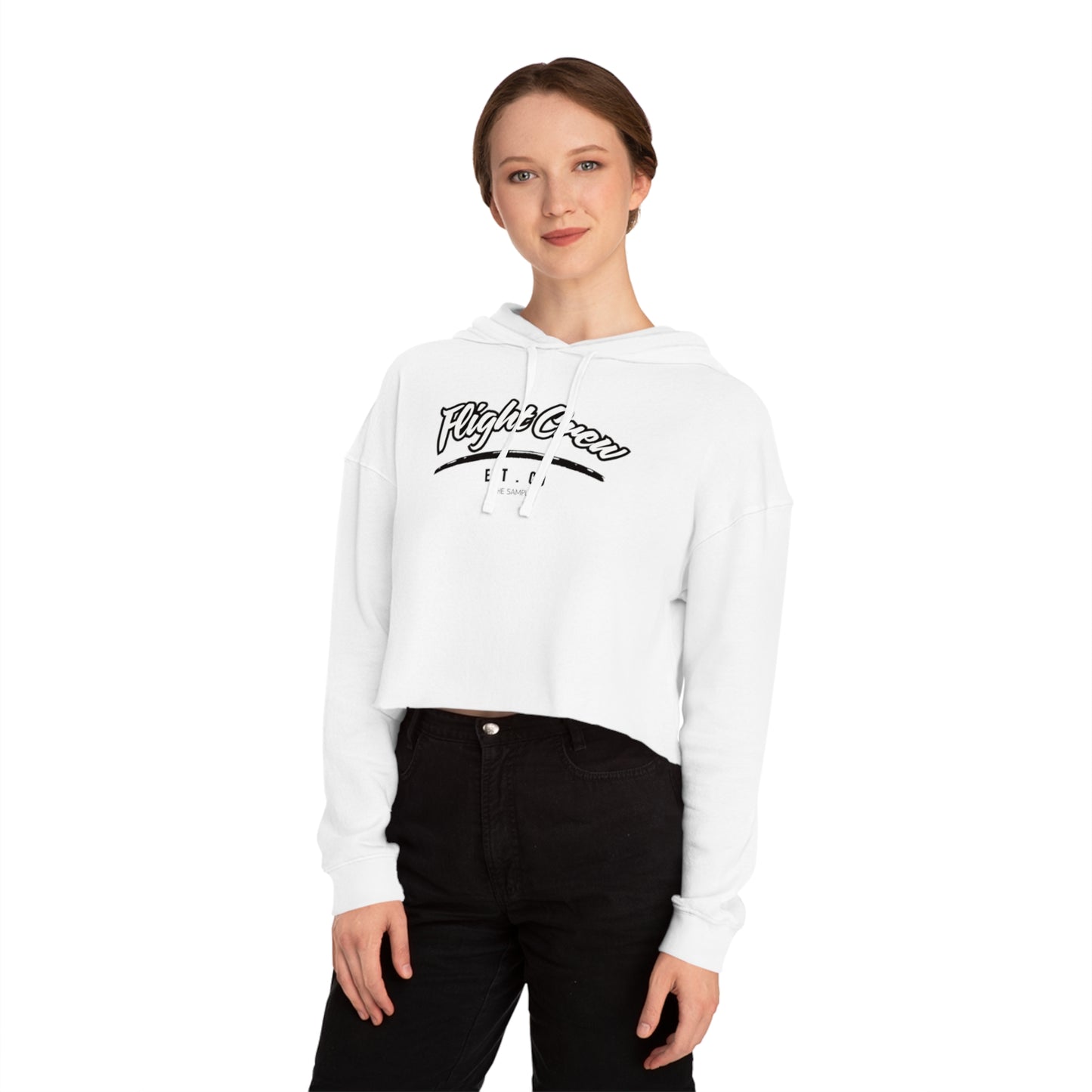 (Women’s) Cropped Hooded Sweatshirt - "Flight Crew" Design