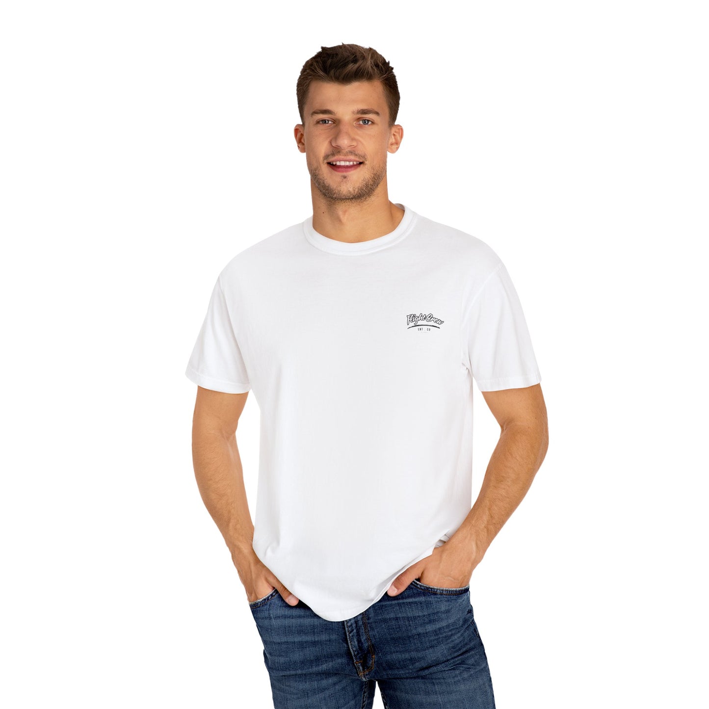 Casual Unisex Garment-Dyed T-Shirt - "Flight Crew" Design