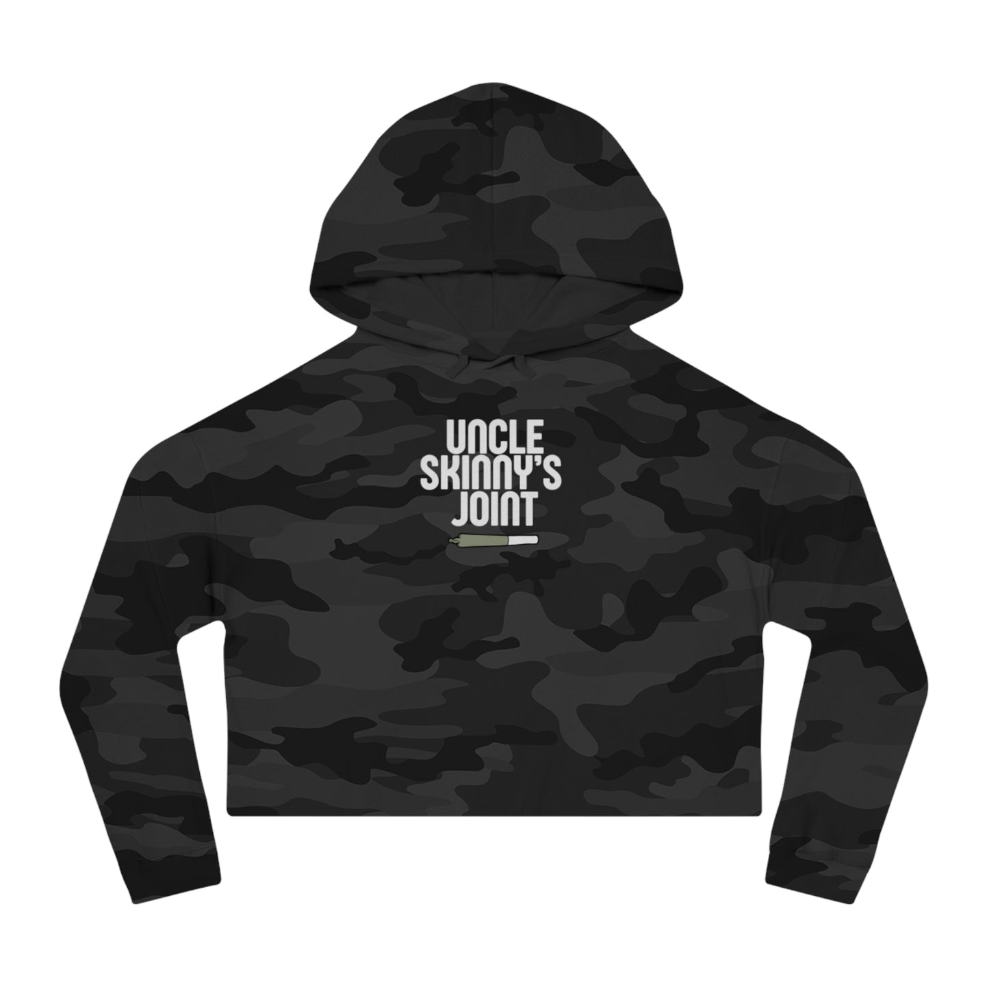 Women’s Cropped Hooded Sweatshirt - "Uncle Skinny's Joint" Design