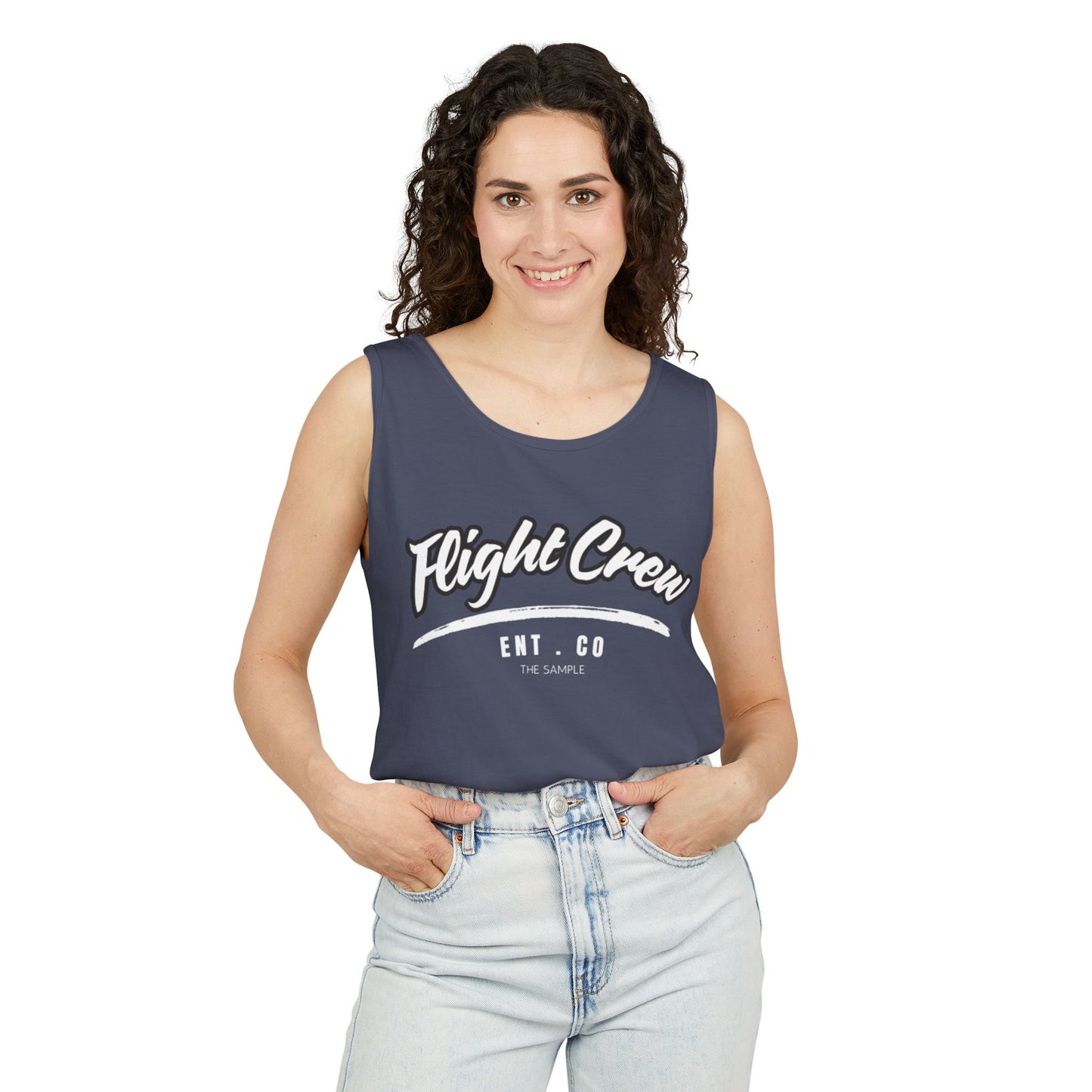 Unisex Garment-Dyed Tank Top - "Flight Crew" Design