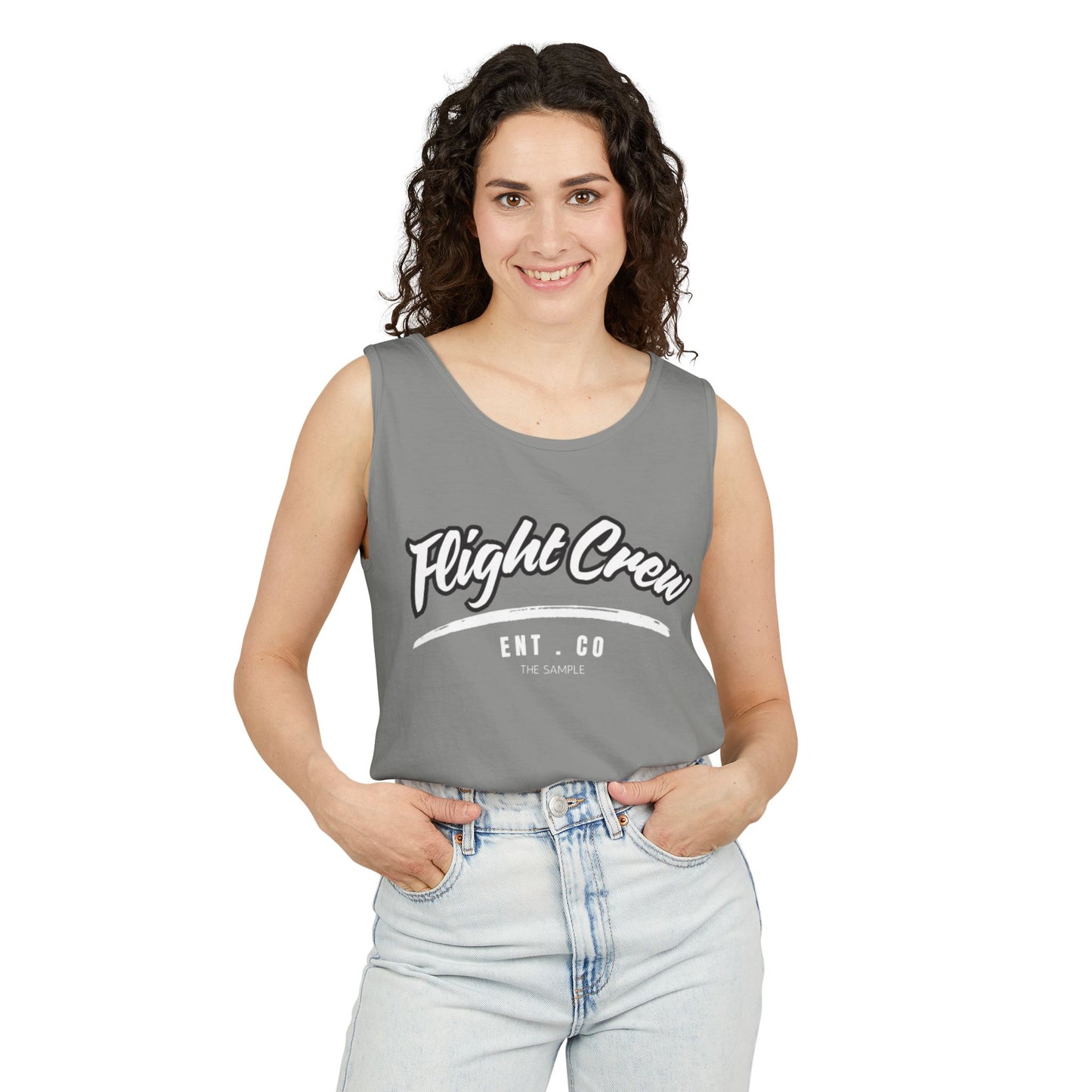Unisex Garment-Dyed Tank Top - "Flight Crew" Design