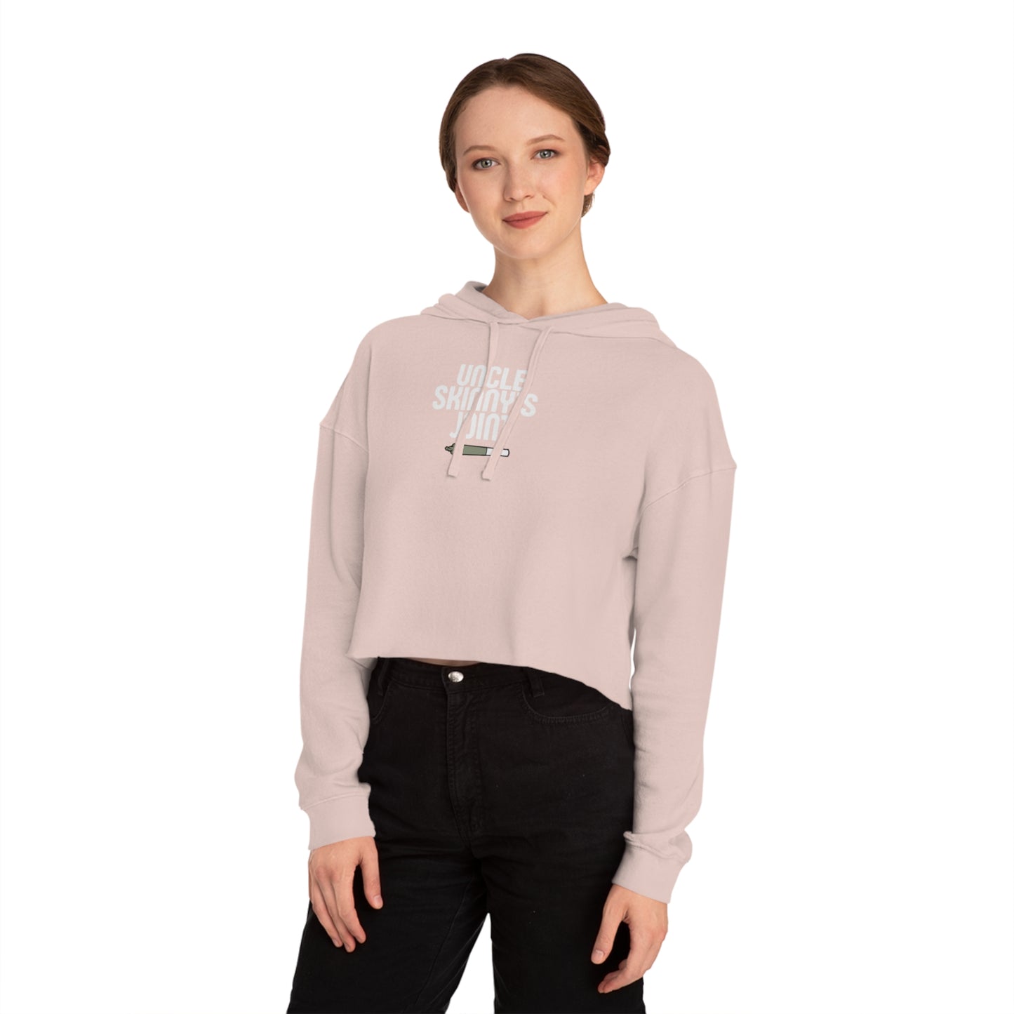 Women’s Cropped Hooded Sweatshirt - "Uncle Skinny's Joint" Design