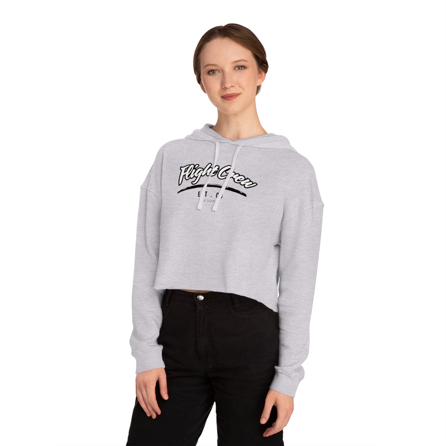 (Women’s) Cropped Hooded Sweatshirt - "Flight Crew" Design