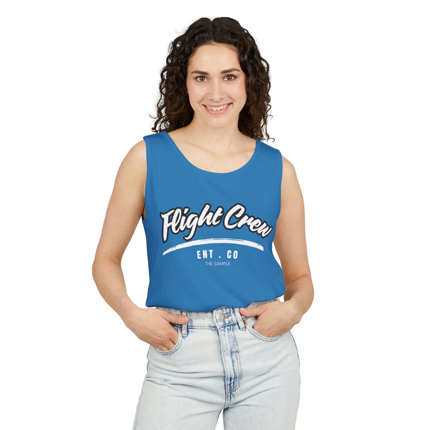 Unisex Garment-Dyed Tank Top - "Flight Crew" Design