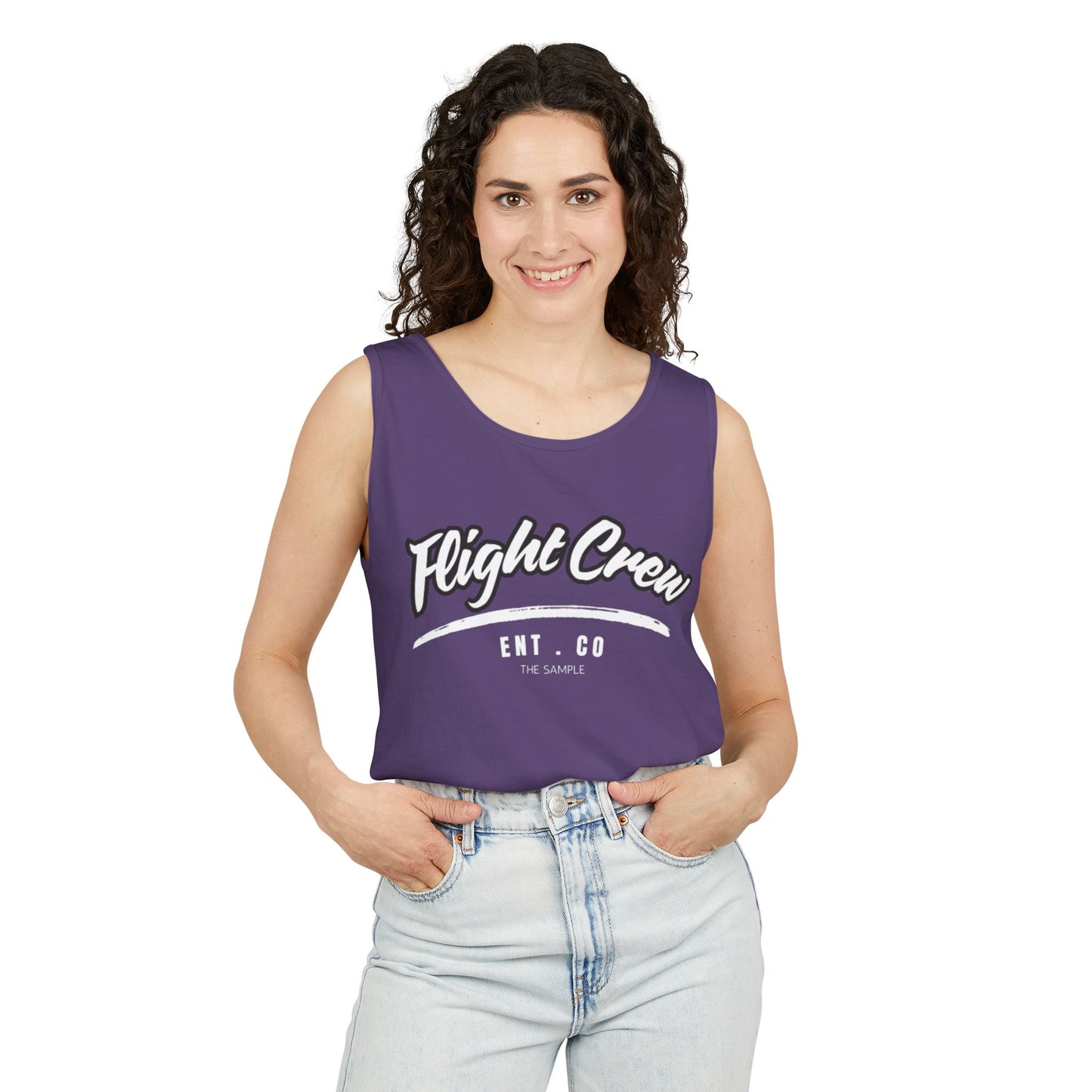 Unisex Garment-Dyed Tank Top - "Flight Crew" Design