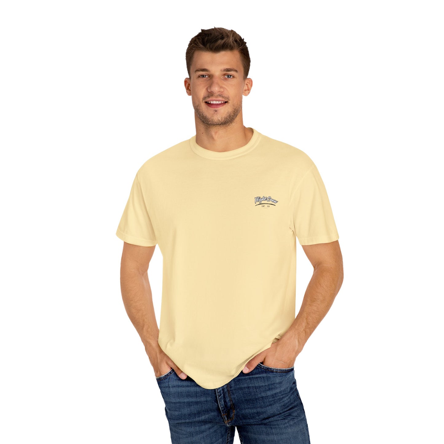 Casual Unisex Garment-Dyed T-Shirt - "Flight Crew" Design