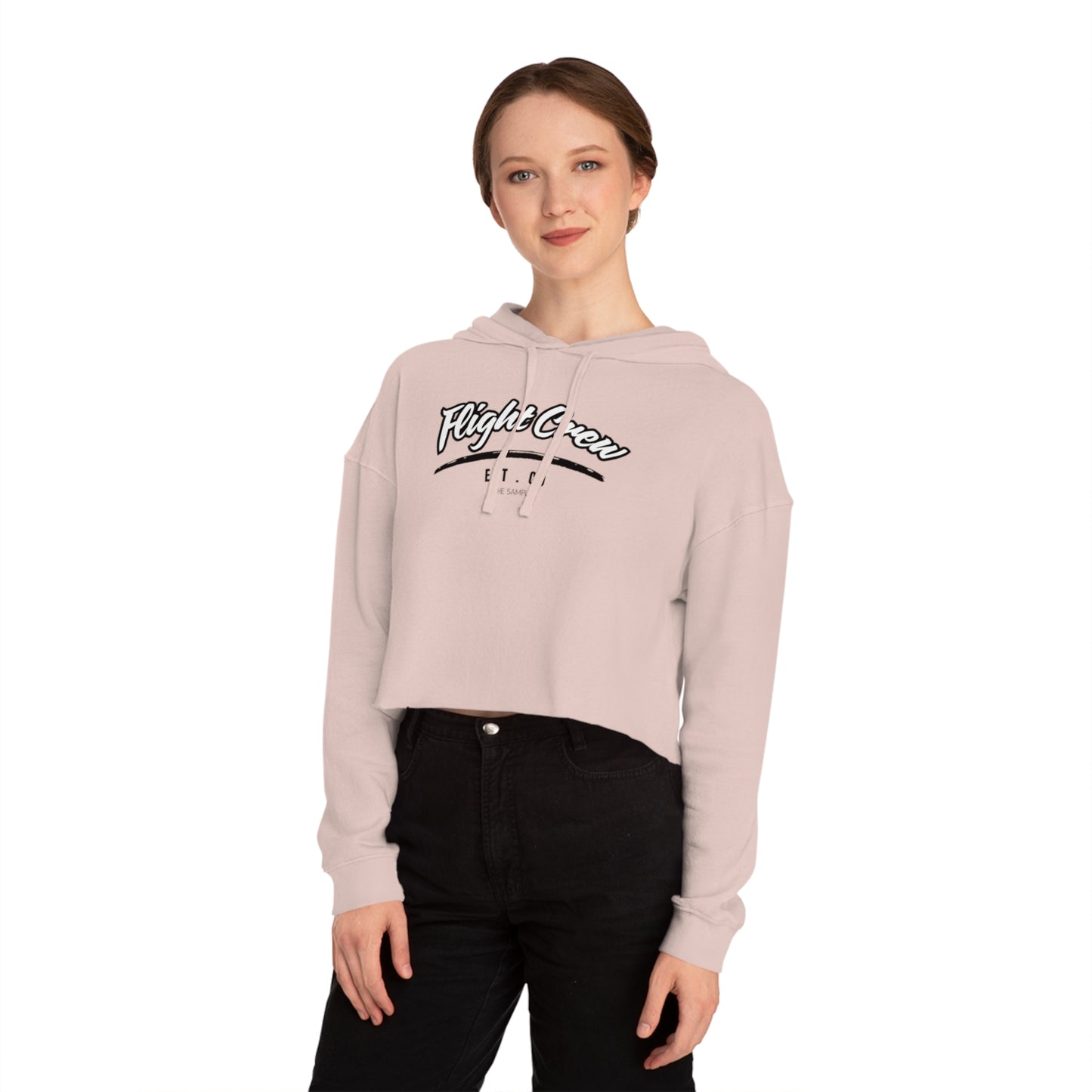 (Women’s) Cropped Hooded Sweatshirt - "Flight Crew" Design