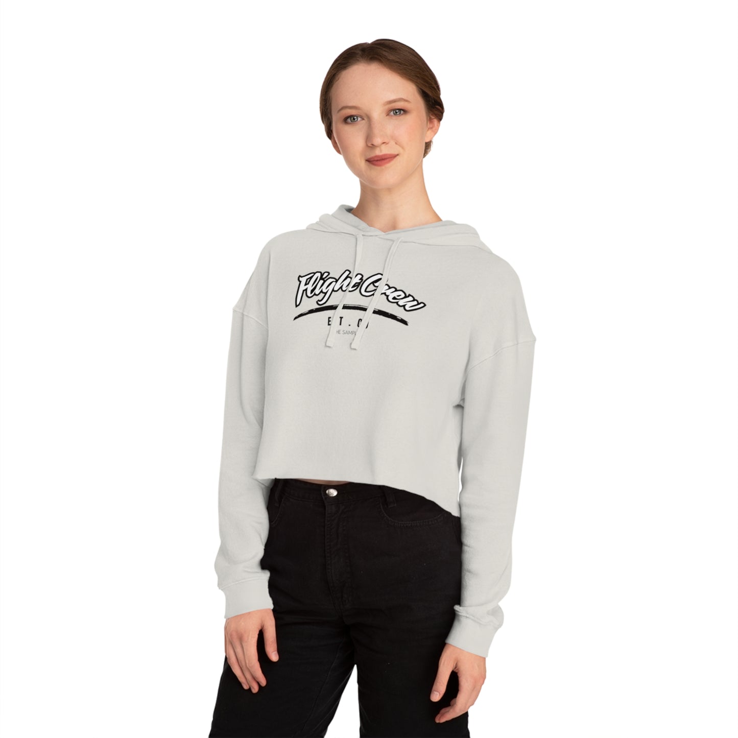 (Women’s) Cropped Hooded Sweatshirt - "Flight Crew" Design